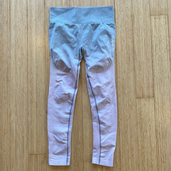 Women’s Gymshark Light Gray/Pink Ombre Seamless Leggings, Size M - Picture 3 of 12